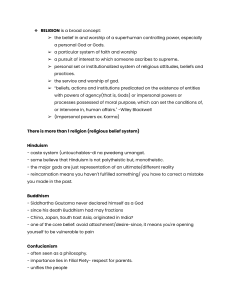 Religion & Globalization: Definitions, Beliefs, Secularization