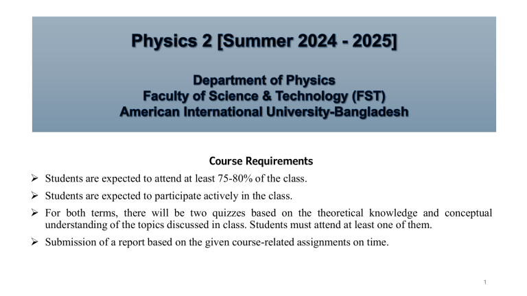 Physics Two Course Physics 2 Course Outline: Thermodynamics & Kinetic Theory