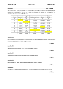 Tensile Test Class Test: Mechanics of Materials