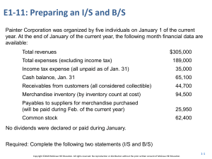 Financial Statement Exercises: Income Statement, Balance Sheet