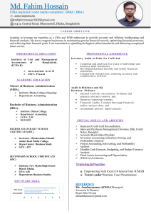 Md. Fahim Hossain - CMA Aspirant Resume
