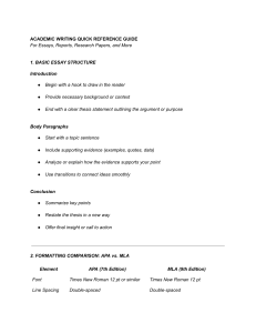 Academic Writing Quick Reference Guide: Essays, Reports, Research Papers