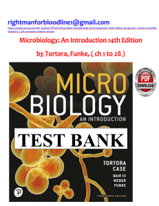 Microbiology Test Bank: Tortora, Funke 14th Edition