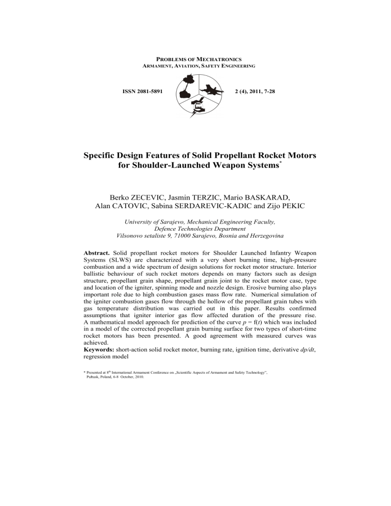 Solid Propellant Rocket Motors for Shoulder-Launched Weapons
