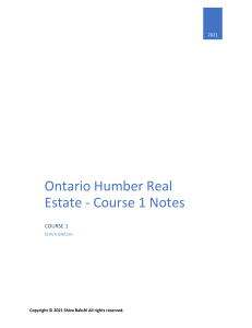 Ontario Real Estate Course 1 Notes: REBBA, Markets, Transactions