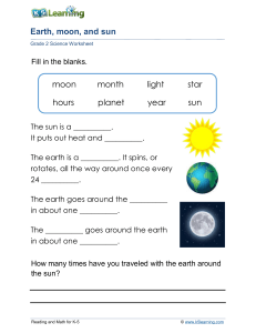 Earth, Moon, and Sun Worksheet - Grade 2 Science