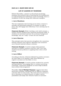 Thorndike's Laws of Learning: Principles & Classroom Examples