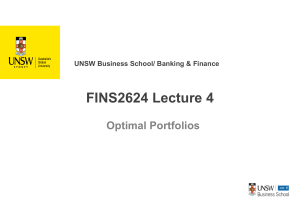 Optimal Portfolios: FINS2624 Lecture Slides