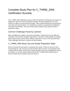C_THR82_2505 Certification Study Plan: SuccessFactors Performance