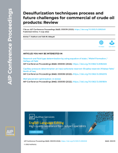 Crude Oil Desulfurization Techniques: Review & Challenges