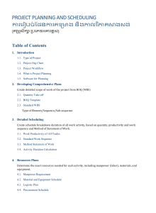 Project Planning & Scheduling: Table of Contents