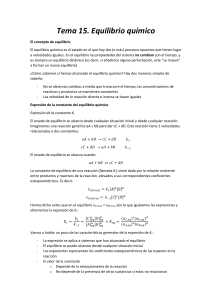 Equilibrio Qu&iacute;mico: Conceptos y Constantes