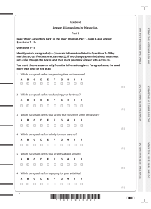 Reading Comprehension Exam: Moors Adventure Park