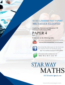 IGCSE Extended Mathematics 0580 Paper 4 Past Paper