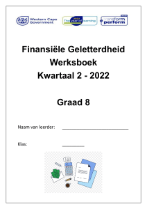 Financi&euml;le Geletterdheid Werkboek: Graad 8, Kwartaal 2 - 2022