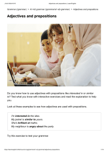 Adjectives and Prepositions: Grammar Lesson