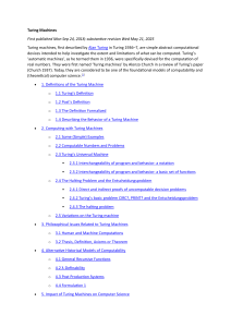 Turing Machines: Definitions, Computability, and Philosophy