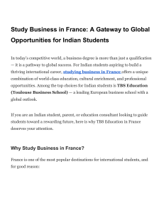 Study Business in France: TBS Education for Indian Students