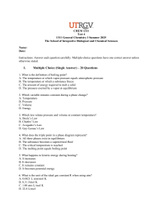 CHEM 1311 General Chemistry I Test 4 - Summer 2025
