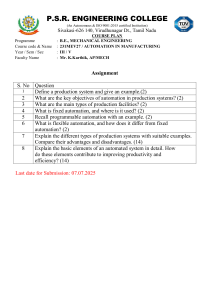 Automation in Manufacturing Assignment
