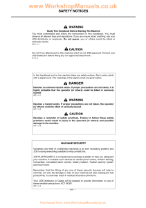 JCB Backhoe Loader Workshop Manual - Safety & Operation