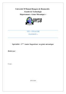Rapport de Labo Essai de Flexion - G&eacute;nie M&eacute;canique