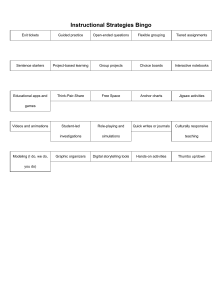 Instructional Strategies Bingo Card for Educators
