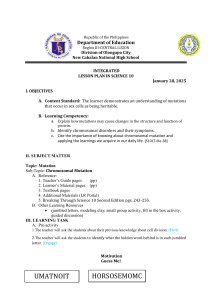 Science 10 Lesson Plan: Chromosomal Mutations