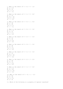 Complex Numbers, Laplace, Matrices Exam
