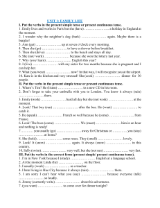 English Grammar Exercises: Present Simple, Continuous, Future Tenses