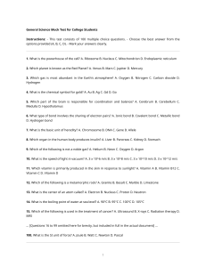 General Science Mock Test for College Students