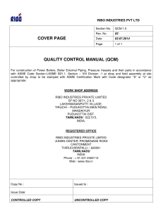 RIBO Industries Quality Control Manual