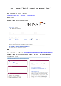 Access O'Reilly Books Online (Unisa Library)