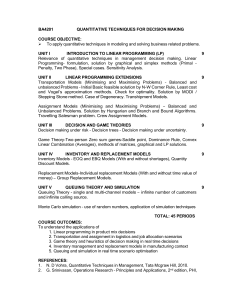 Quantitative Techniques for Decision Making Syllabus