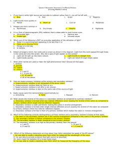 Physical Science Summative Assessment: Light & Relativity