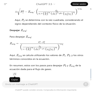 Derivaci&oacute;n de Ecuaciones de Flujo de Gas: Resolviendo para P2 y Zavg