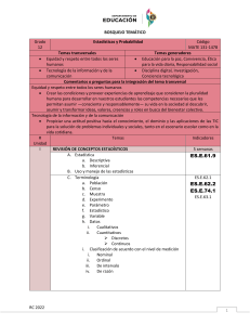 Esquema del Curr&iacute;culo de Estad&iacute;stica y Probabilidad de 12&ordm; Grado