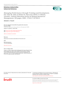 Revue de livre : G&eacute;rer la performance par la formation