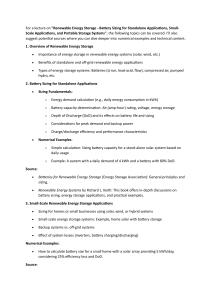 Renewable Energy Storage: Battery Sizing Lecture Notes