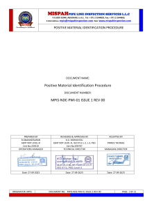 Positive Material Identification Procedure | MISPAHPIPE Inspection Services