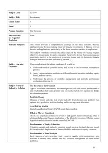 Investments Course Syllabus - Portfolio Theory & Asset Valuation
