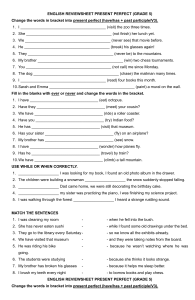 Present Perfect Review Sheet - Grade 5 English Grammar