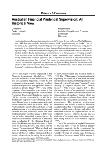 Australian Financial Prudential Supervision: Historical View
