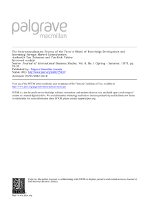 Firm Internationalization: Knowledge, Market Commitments & Business Model