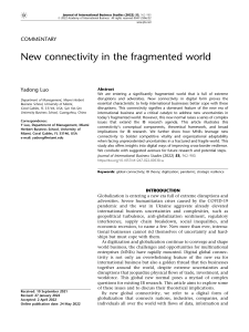 New Connectivity in International Business: A Commentary