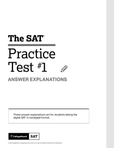 SAT Practice Test 1: Answer Explanations
