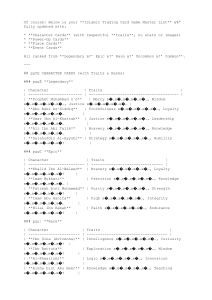 Islamic Trading Card Game Master List
