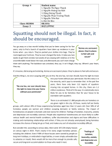 Squatting: A Solution to Homelessness? An Essay on Housing Rights