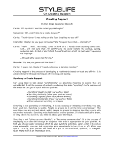 Creating Rapport: Synching Techniques for Trust & Affinity