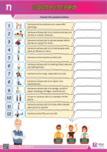 Occupations Worksheet: Identify Jobs & Professions